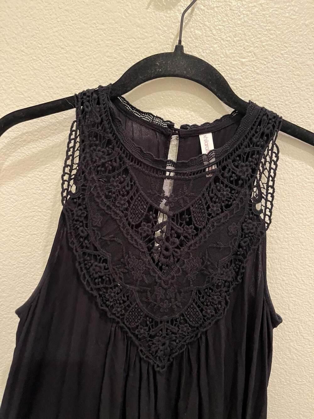Xhilaration Black Sleeveless Mini Dress with Crochet Lace Trim Detail - Picture 7 of 7